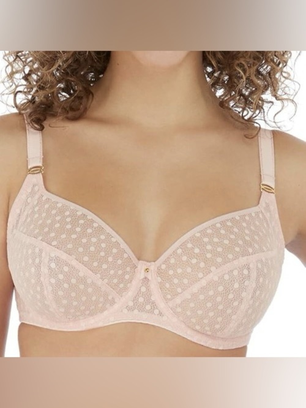Freya Starlight Side Support Underwire Balcony Bra Polka Dot Lace Mesh 32DD